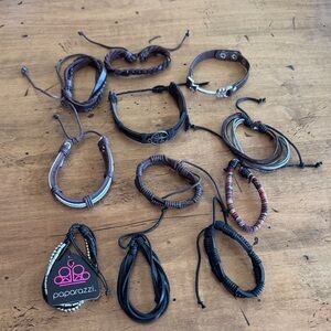 Lot of 11 Assorted Brown and Black Bracelets